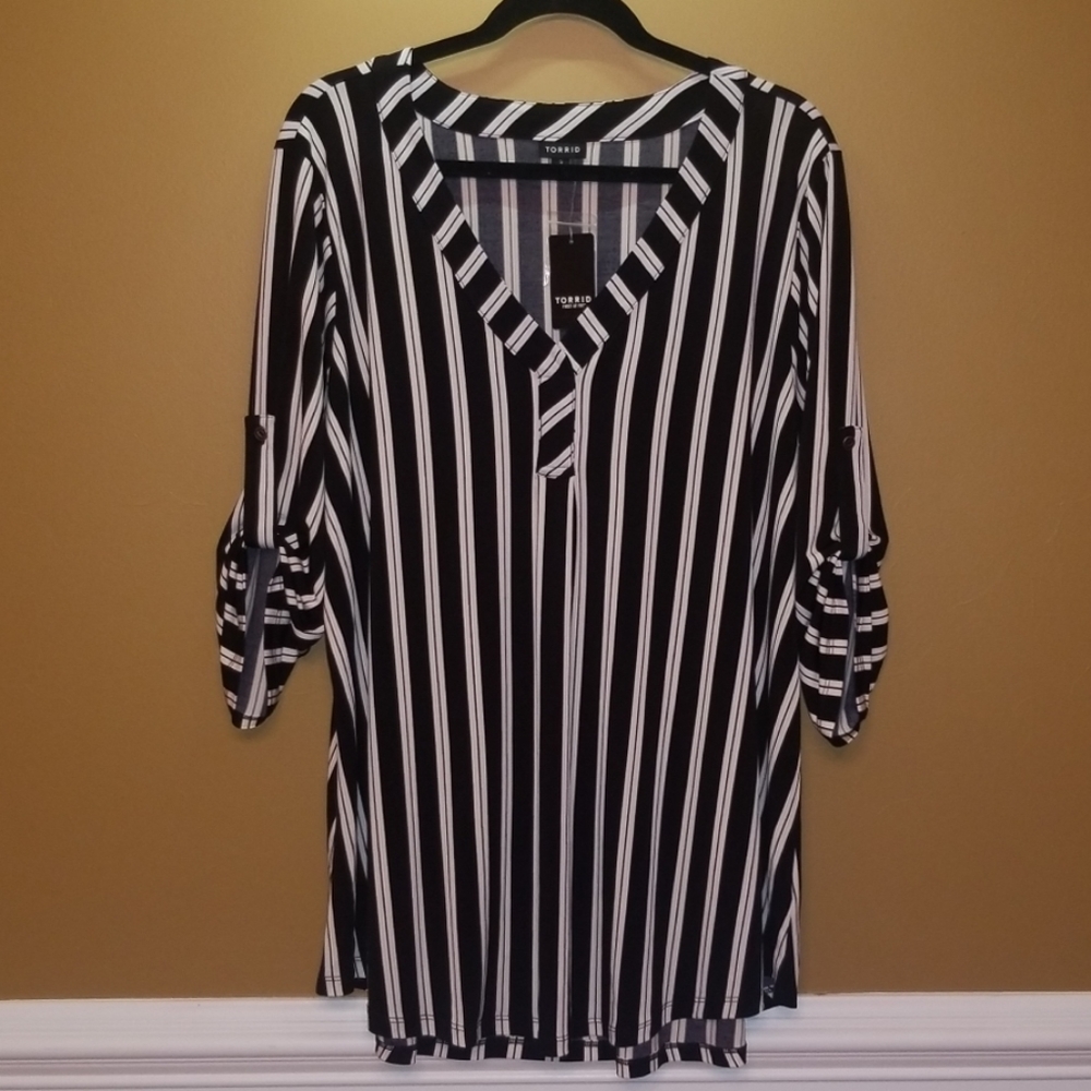 Torrid Black and White Striped Harper